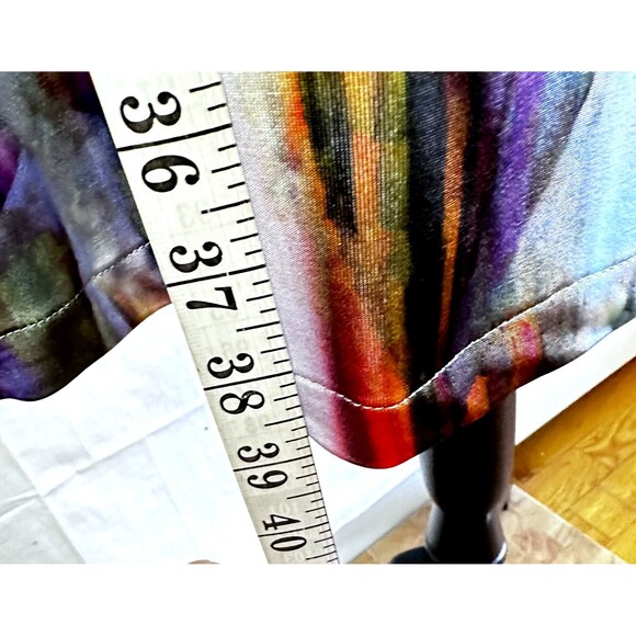 CREOLA Women A-Line Dress Sz 44/8 Multicolor Abstract Print Stretch V-Neck Italy - Picture 7 of 16
